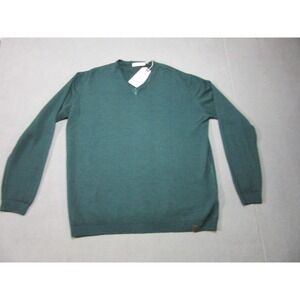 YRS Pullover Sweater Mens 2XL Green NEW Merino Wool V-Neck Italy H22709 230